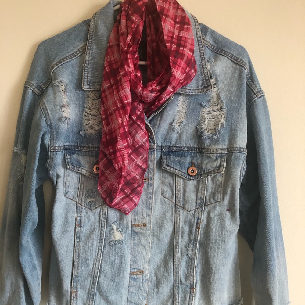 Distressed denim jacket , very good condition